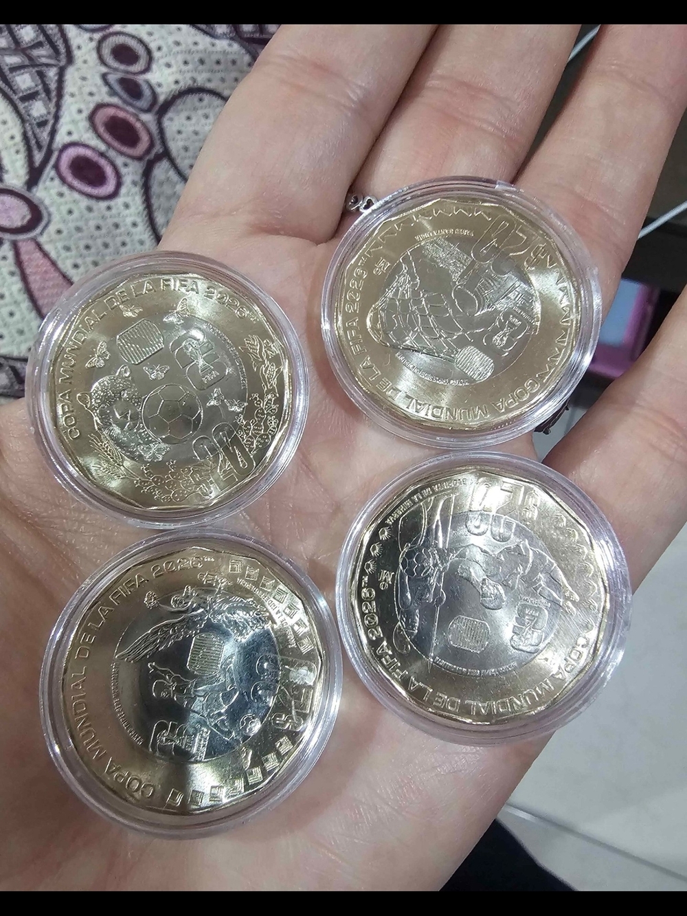 New Set of 4 Commemorative Silver-Gold Tone Soccer Coins FIFA 2026 MEXICO